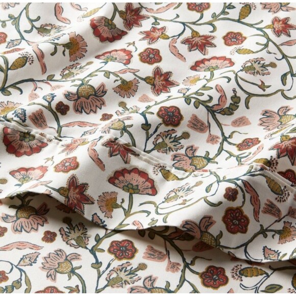 King 400 Thread Count Performance Sheet Set Warm Floral - Threshold NEW - Picture 4 of 6